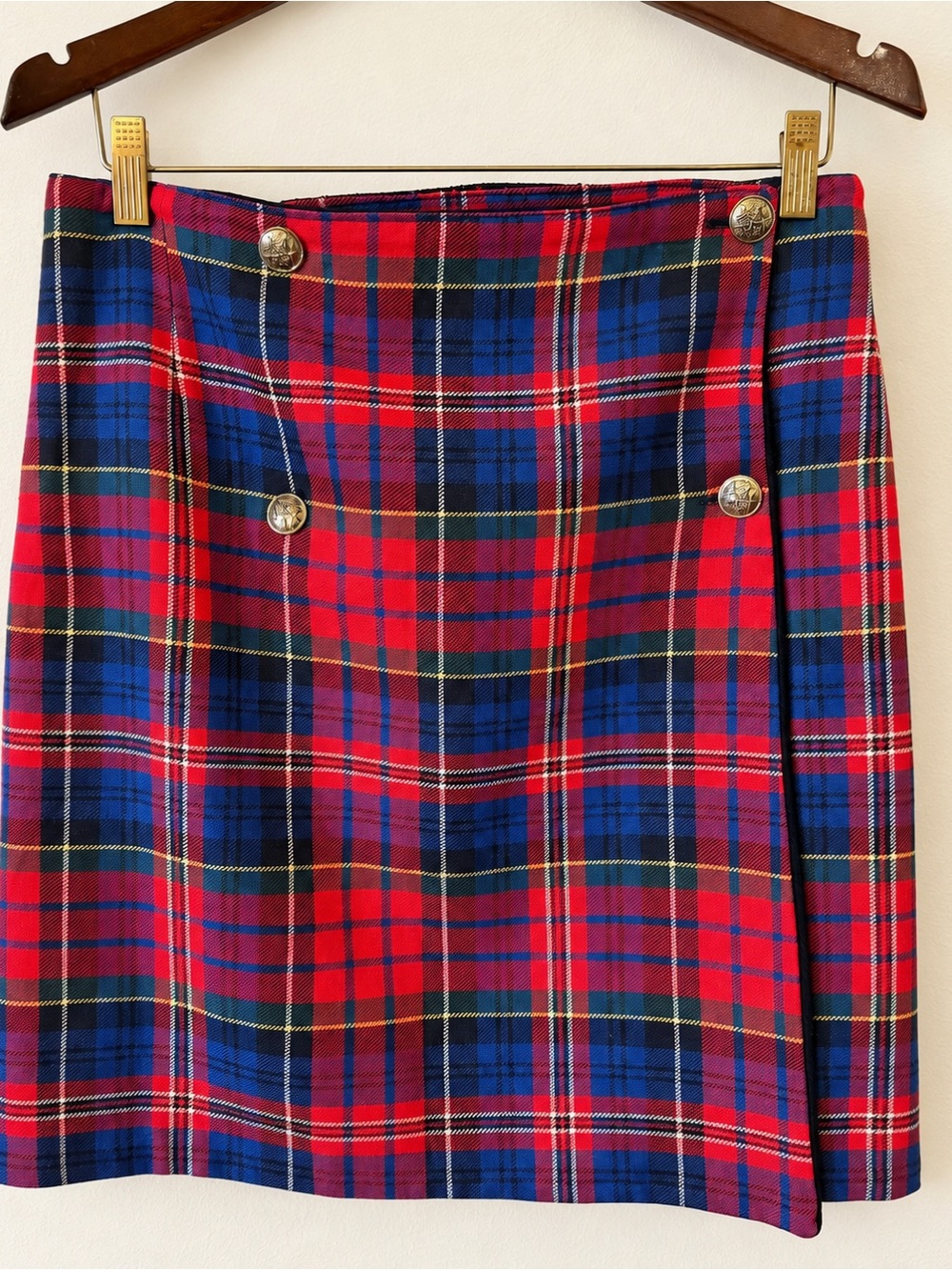Wool Tartan Plaid Skirt Size S/M